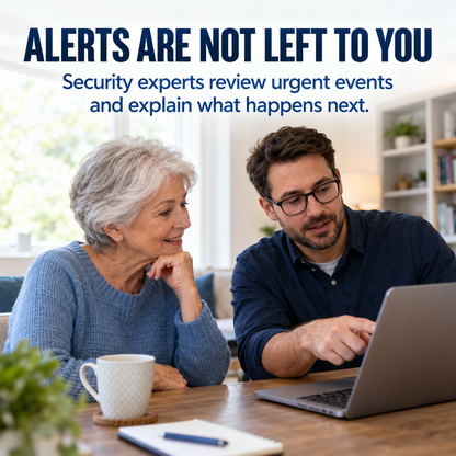 A real computer security professional explaining an urgent alert to an older customer