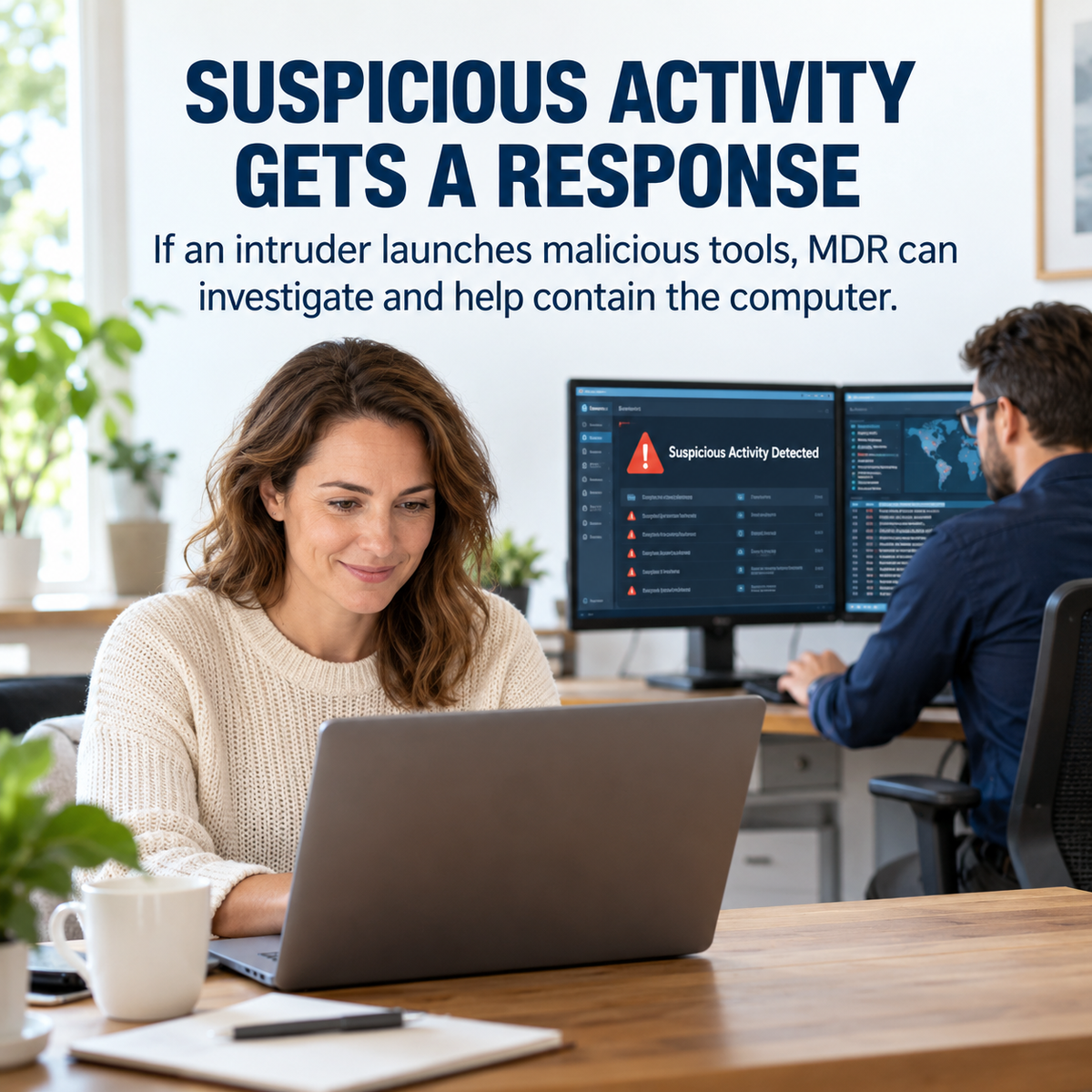 A real small-business customer protected by an MDR analyst responding to suspicious activity