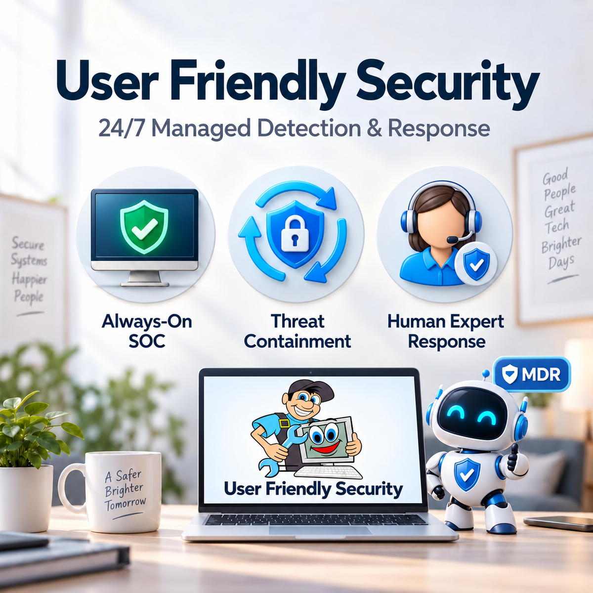 User Friendly Security managed Bitdefender protection with 24/7 MDR and human security experts